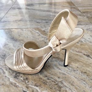Mina Satin Gold Heels, Like New